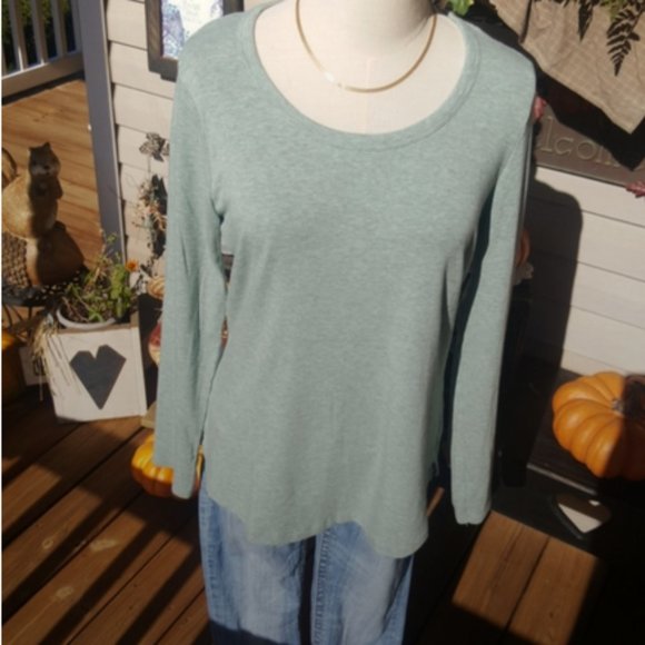 CYNTHIA ROWLEY ♡ Gorgeous Minty Green|Blueish Extremely SOFT Long Sleeve Top L - Picture 10 of 15